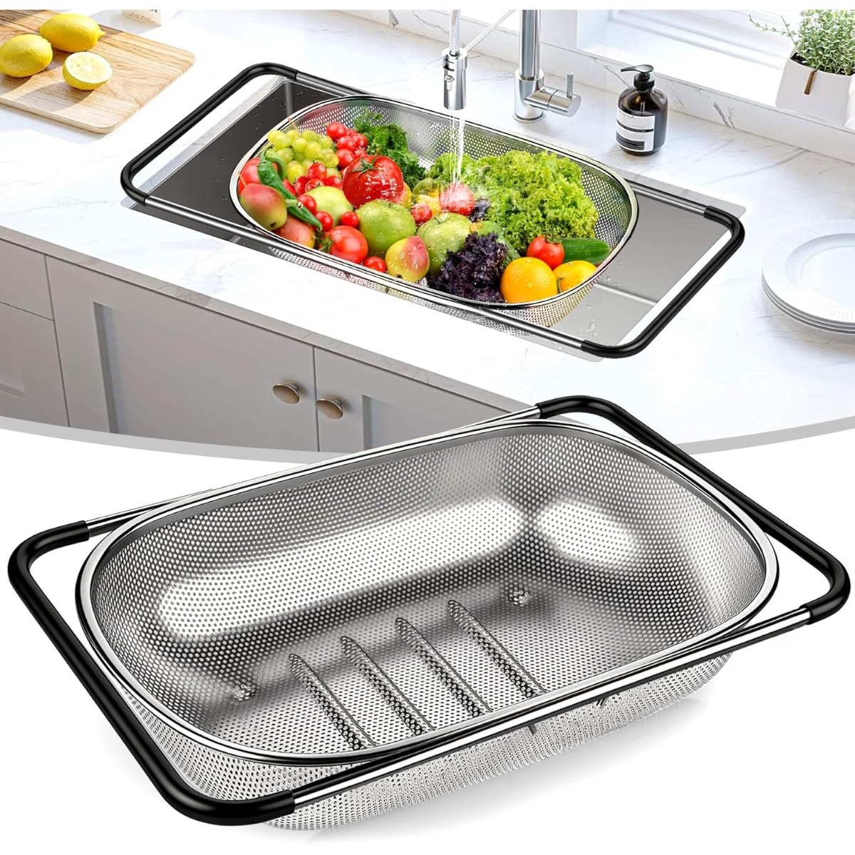 Sink Drain Strainer - Over The Sink Colander Strainer Basket,
