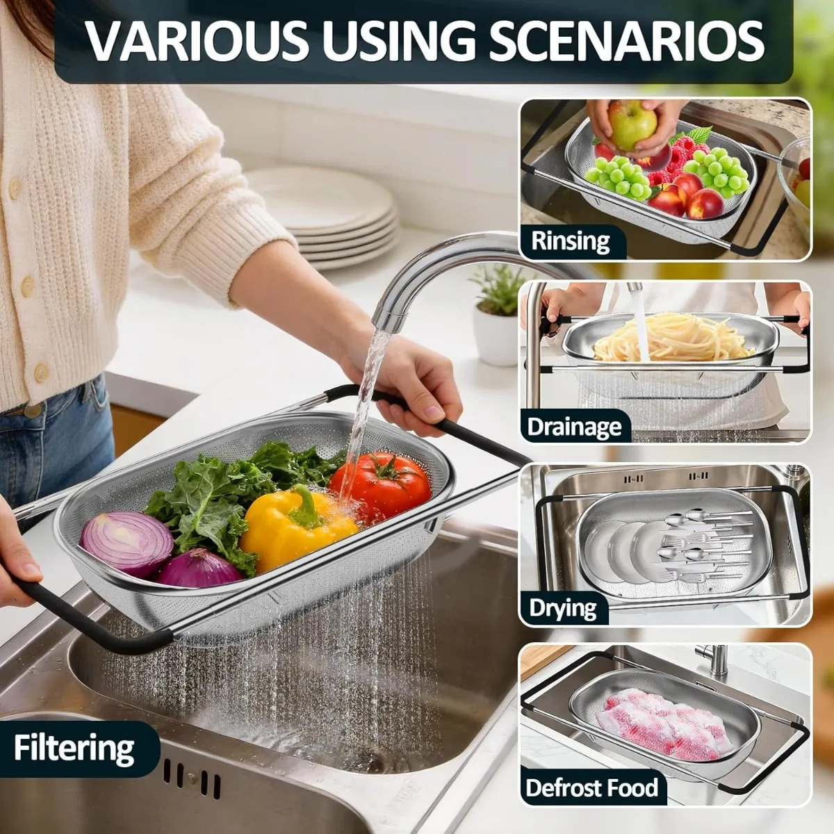 Over The Sink Colander Straine - Sink Drain Strainer ulasan dan harga